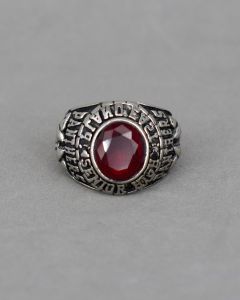 Anel Masculino Panthers Pedra Vermelha Aço - 24