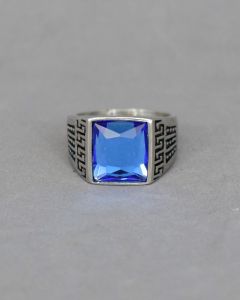 Anel Masculino Maia Pedra Azul Aço - 32