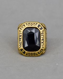 Anel Masculino Pedra Preta Baxtalo Aço Gold - 24