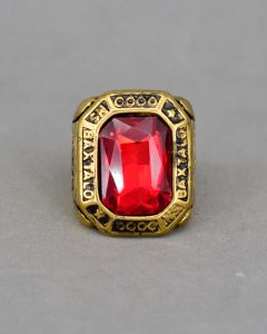 Anel Masculino Pedra Vermelha Baxtalo Aço Gold - 24