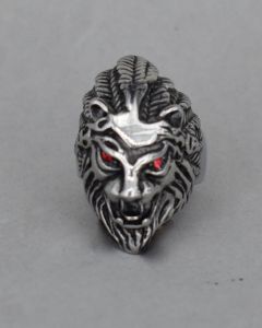 Anel Leão Selvagem com Olho Aço